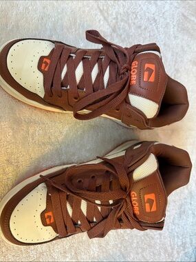 Globe Men’s Low-Top Skate Shoes in Brown, Cream & Orange Accents